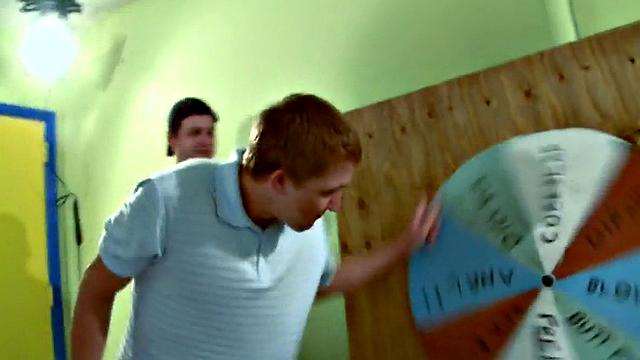Hazed college stud playing lucky domination wheel