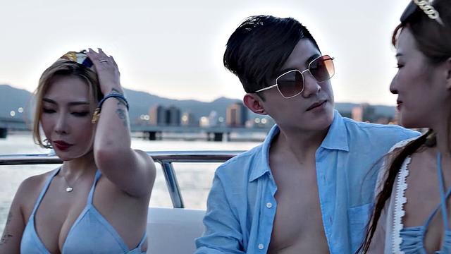 Stacy and frienss spend the day on a boat playing and having fun