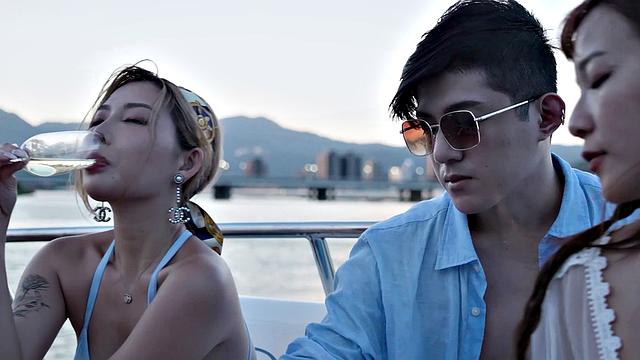 Stacy and frienss spend the day on a boat playing and having fun