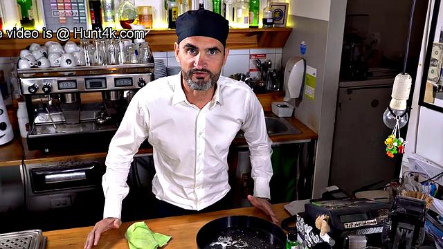 HUNT4K. Girl has a twosome in front of her silent boyfriend