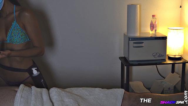 Petite babe gives a fast handjob