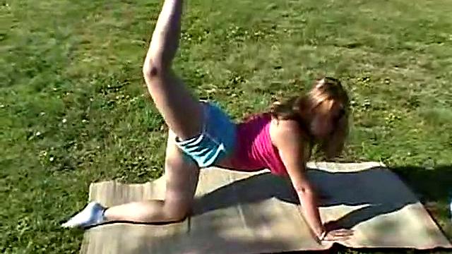 April Enjoys Her Solo Session After Yoga Workout