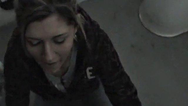 Public teen sucking on hard cock