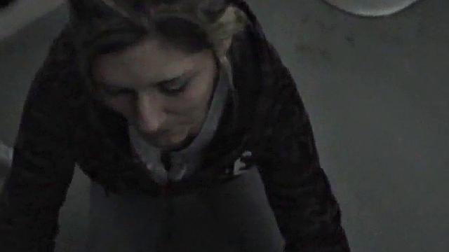 Public teen sucking on hard cock