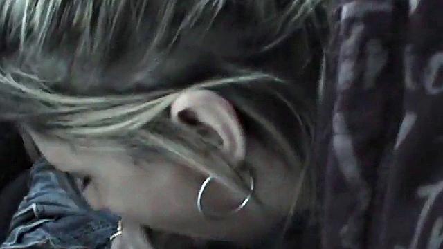 Public teen sucking on hard cock