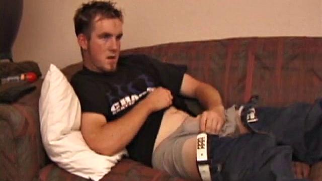 Matthew looks even better here, still carrying his skate board, wearing baggy jeans, boxers, a cool black t-shirt, and white socks that stay on throughout.