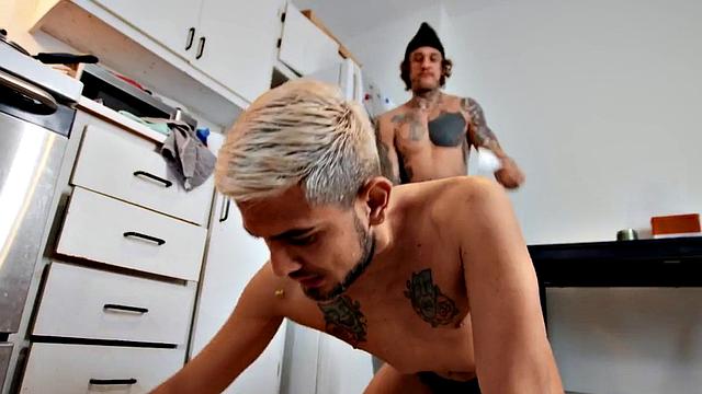 Dirty nympho gay barebacked by stud in doggystyle