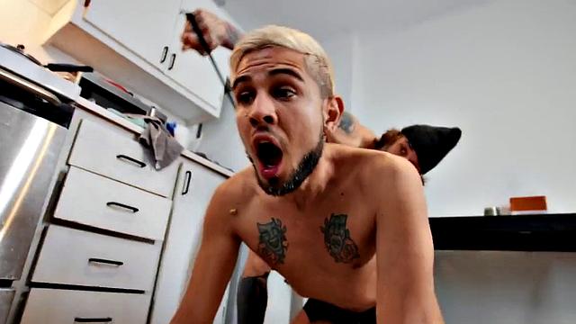 Dirty nympho gay barebacked by stud in doggystyle