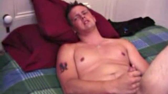 This straight boy gets naked on his back and covers his cock with lube. Talking to tease us, as he jerks off, the young man edges himself several times and then releases his cum load.