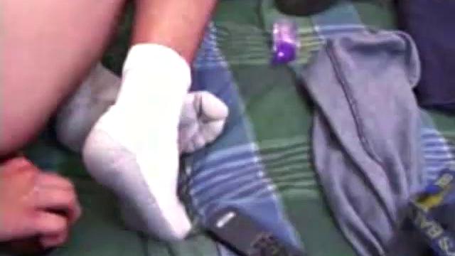 This straight boy gets naked on his back and covers his cock with lube. Talking to tease us, as he jerks off, the young man edges himself several times and then releases his cum load.