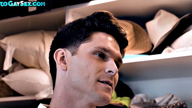 Tattooed twink barebacks BF in bedroom after oral