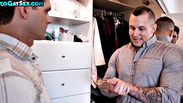 Tattooed twink barebacks BF in bedroom after oral