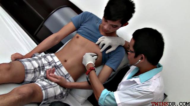 Skinny asian patient pounded by doc