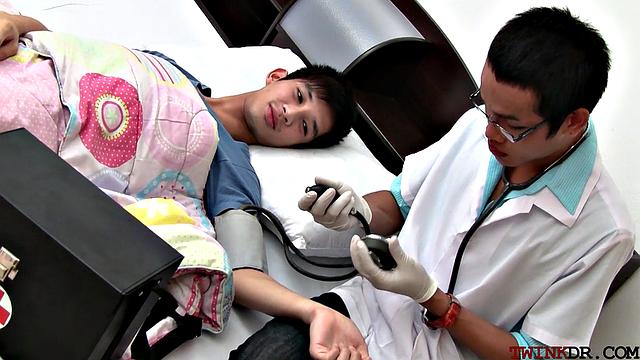 Skinny asian patient pounded by doc