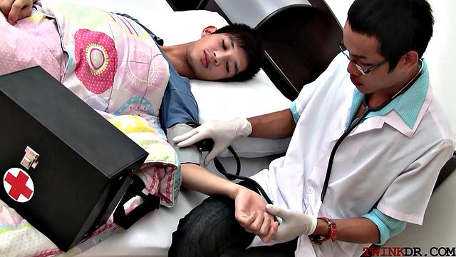 Skinny asian patient pounded by doc