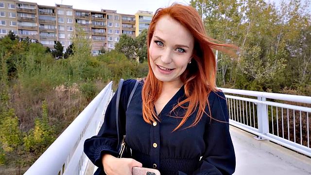 Pickedup redhead ravaged outdoor