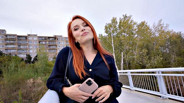 Pickedup redhead ravaged outdoor