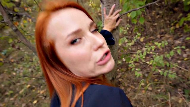 Pickedup redhead ravaged outdoor