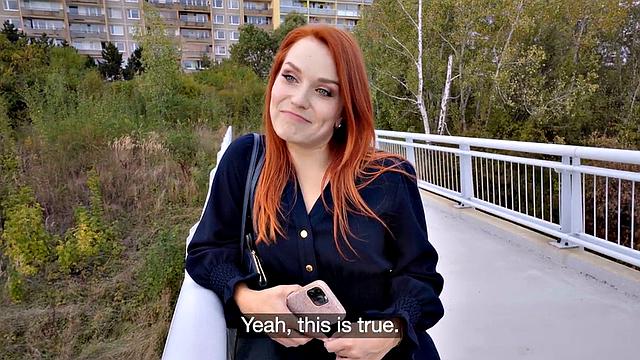 Pickedup redhead ravaged outdoor