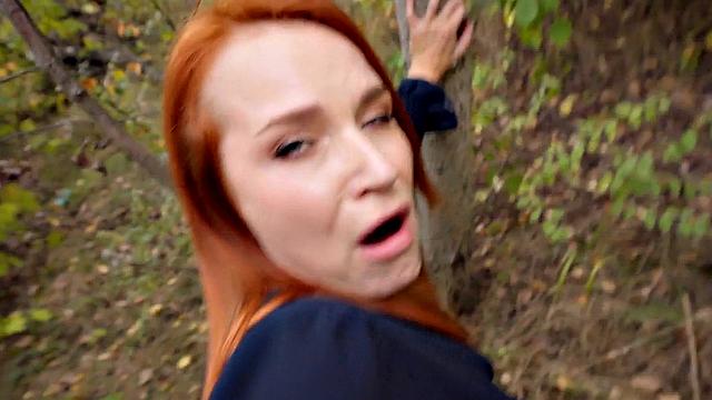 Pickedup redhead ravaged outdoor