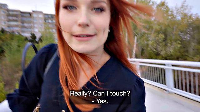 Pickedup redhead ravaged outdoor