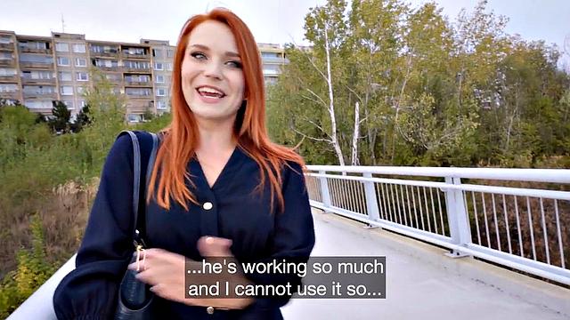 Pickedup redhead ravaged outdoor