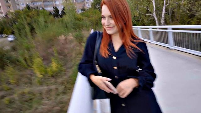 Pickedup redhead ravaged outdoor