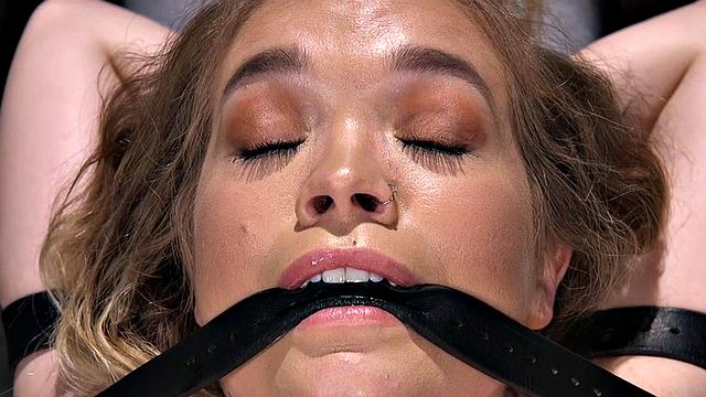 Predicament bondage slut fucked with dildo and vibrator