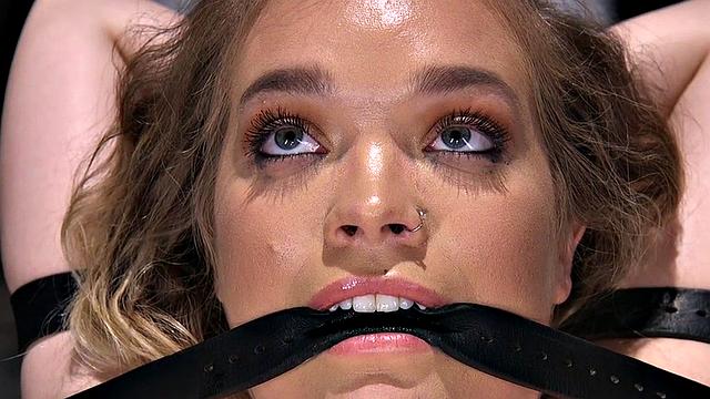 Predicament bondage slut fucked with dildo and vibrator