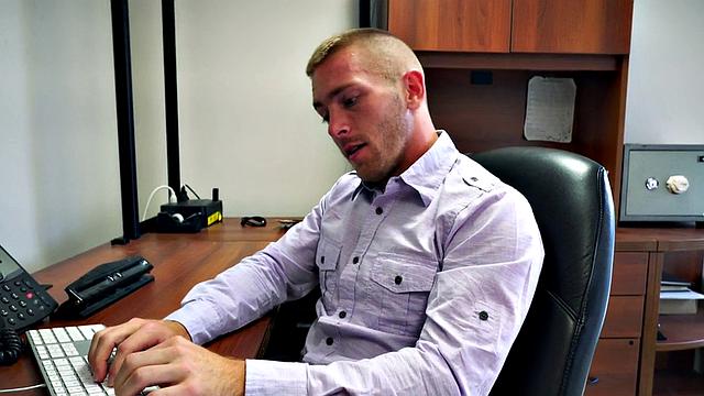 Watch as hairy boss pounds his employee's ass at the office