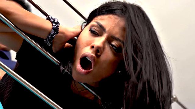 STUCK4K. Cock can't be controlled when friend sees Latina's amazing butt