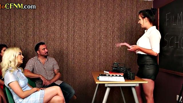 CFNM voyeur films group college with cum of her students