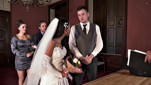 BRIDE4K. Couple starts fucking in front of guests after wedding ceremony