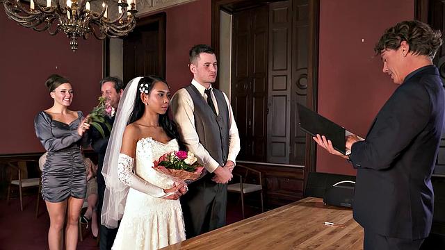 BRIDE4K. Couple starts fucking in front of guests after wedding ceremony