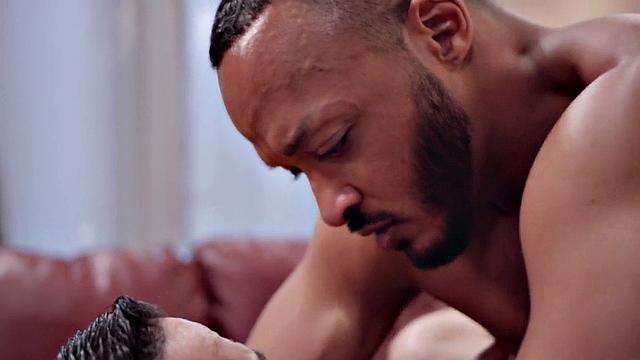 Black jock pounding handsome guy's ass with his monster cock