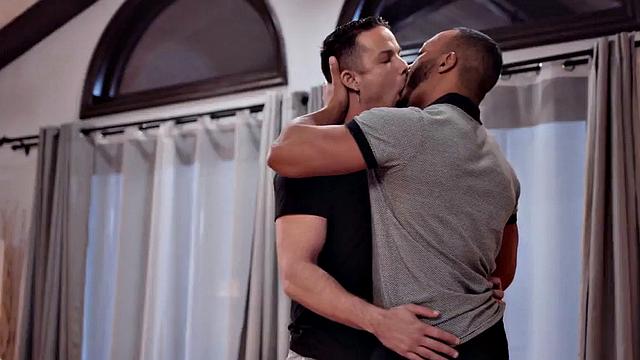 Black jock pounding handsome guy's ass with his monster cock