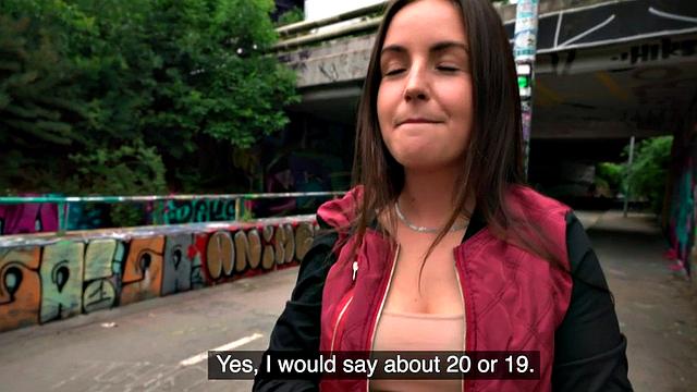 Cash-hungry babe gets fucked in public POV style and gives a sloppy handjob