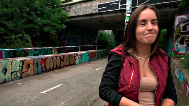 Cash-hungry babe gets fucked in public POV style and gives a sloppy handjob