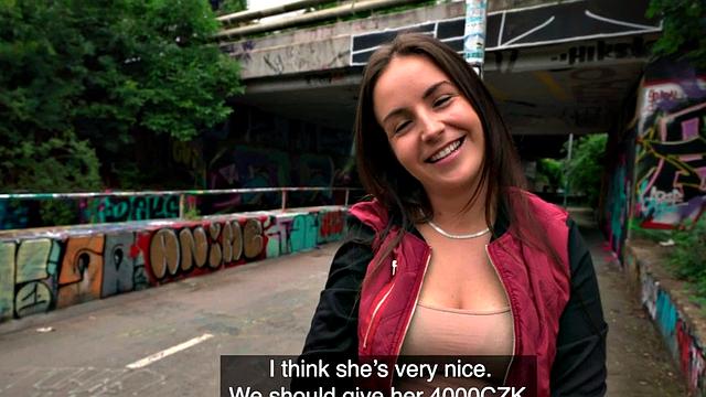 Cash-hungry babe gets fucked in public POV style and gives a sloppy handjob