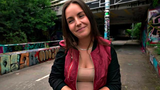 Cash-hungry babe gets fucked in public POV style and gives a sloppy handjob