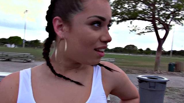 Demi's bald pussy pounded hard in doggystyle until she gets a cumshot on her face