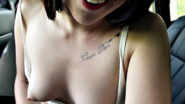 Horny Brunette Tastes Cum