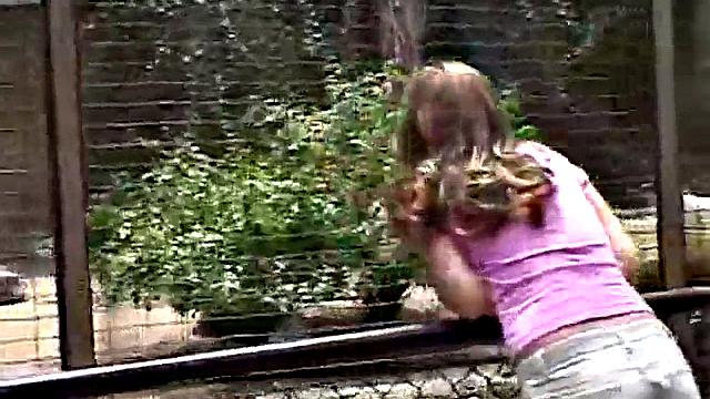 Hot solo teen babe outdoors finger fucking her pussy