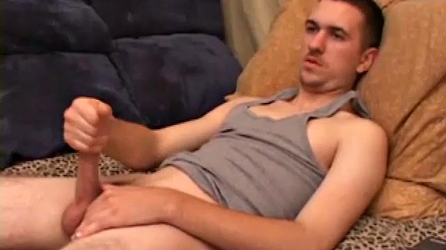 Cute little Casper releases his huge cock from his shorts, lubes it up and starts jacking. After delivering a great stroke show, and taking himself to the edge several times, he's ready to shoot.