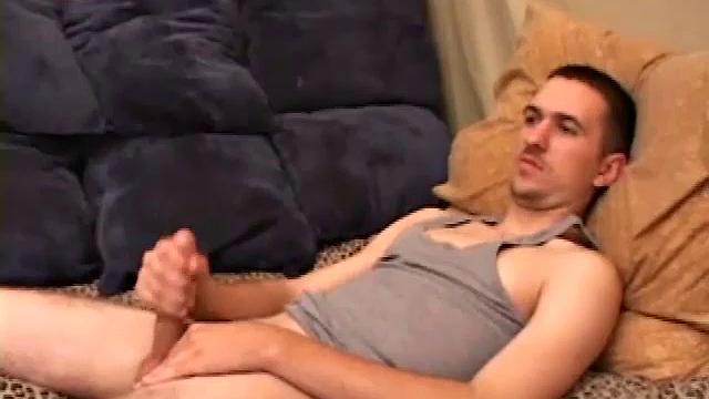 Cute little Casper releases his huge cock from his shorts, lubes it up and starts jacking. After delivering a great stroke show, and taking himself to the edge several times, he's ready to shoot.