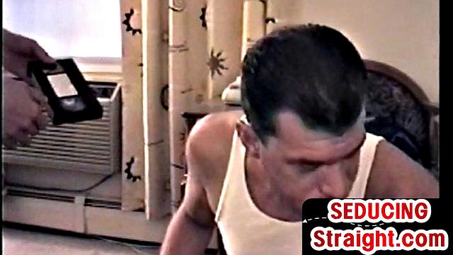 Seduced str8 guy 1st time gets BJ in vintage homemade