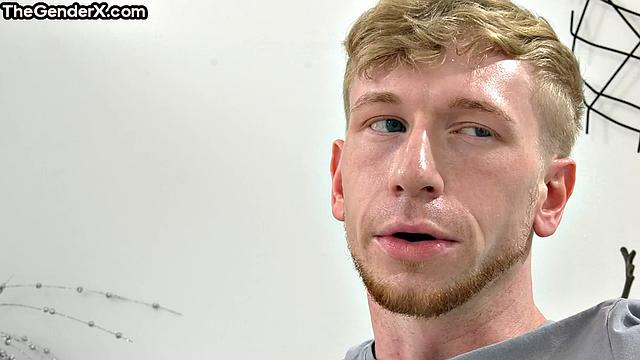 Blonde trans cutie drilled by lover