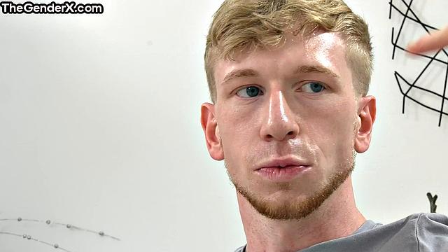 Blonde trans cutie drilled by lover