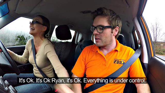 British babe gets pounded and fingered by instructor before bj