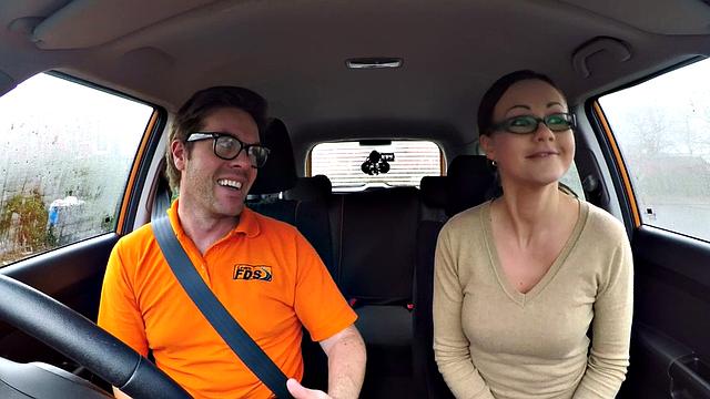 British babe gets pounded and fingered by instructor before bj